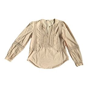 Tory Burch Marissa Embroidered Poplin Top Size 4 Baby Pink Boho Cottagecorere